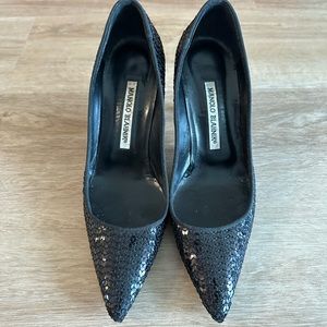 Manikin Blahnik Black Sequin pumps Heel Shoes
